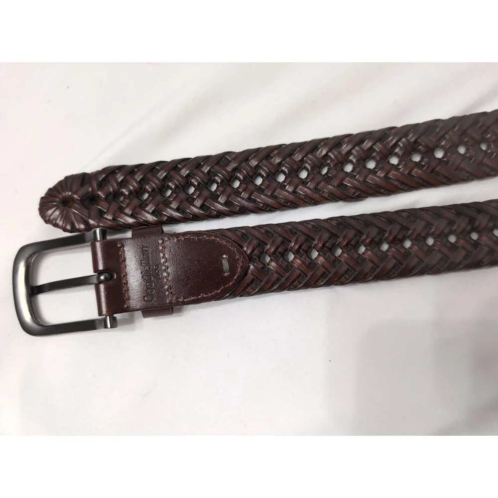 Goodfellow BELT MENS BRAIDED WEBBED  LEATHER Brown SZ 40